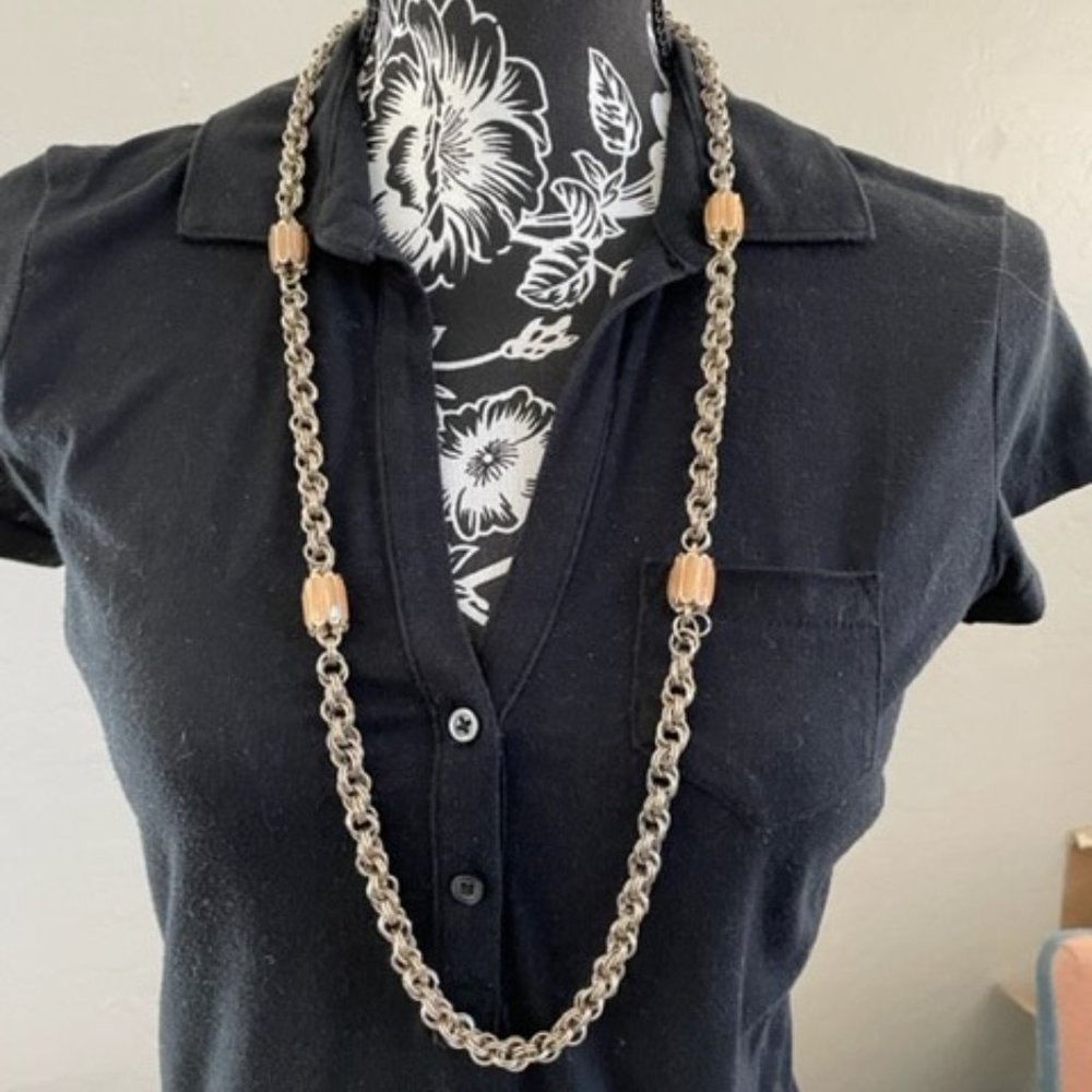 Vintage Banana Republic Thick Gold Chain with Enamel Beads so 70's